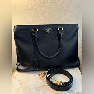 Prada Large Saffiano Lux Galleria Double Zip Tote Bag
